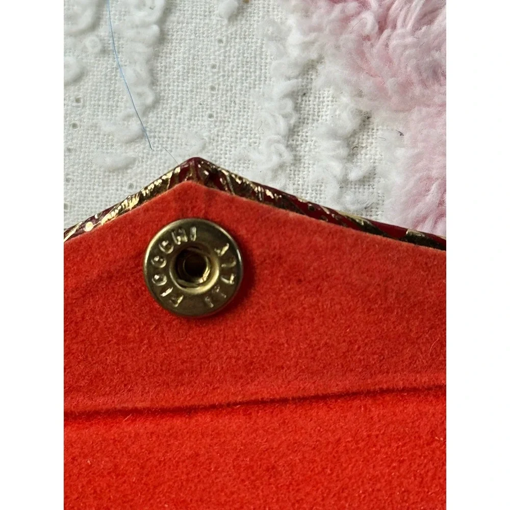 Vintage Italian Coin Purse Lipstick Holder Set‎ Ornate Gold Red
